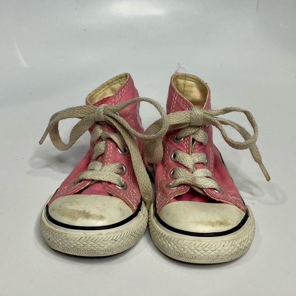 Converse all star pink hightop sneakers kids size 4 trendy punk casual - Picture 2 of 8